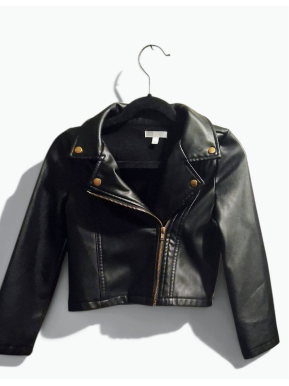 Girls Aha Girl Faux Leather Moto Jacket Black Size 5